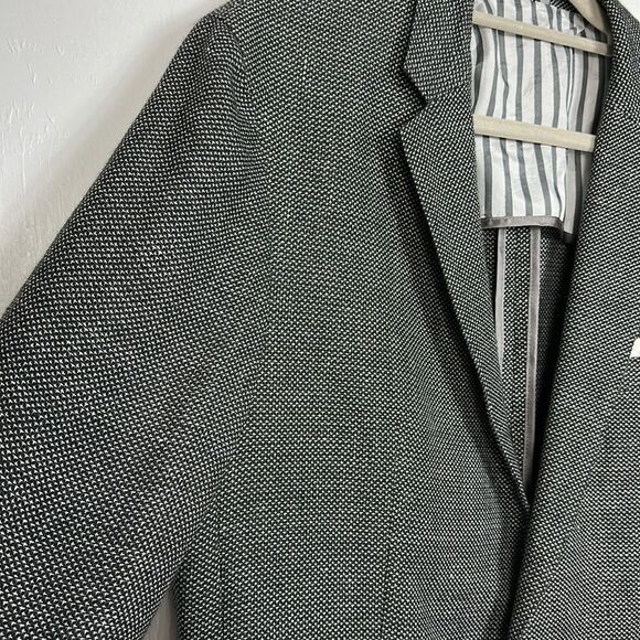 Hugo Boss Slim-Fit Blazer Jacket In Micro-Patterned Wool And Linen Size 44R - Picture 3 of 15